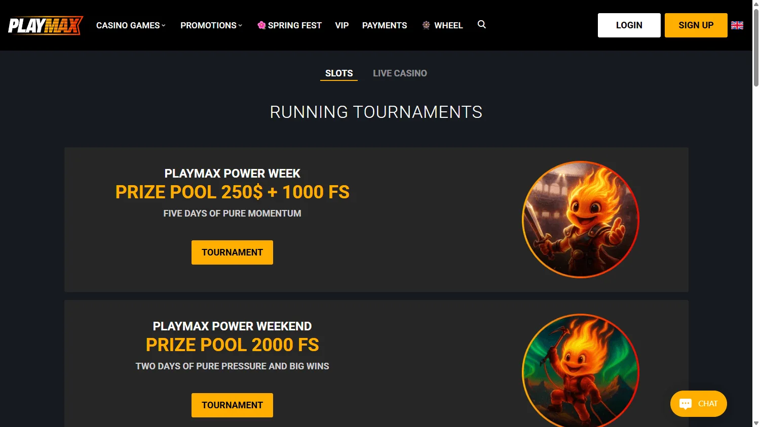 Playmax Casino desktop promotions area
