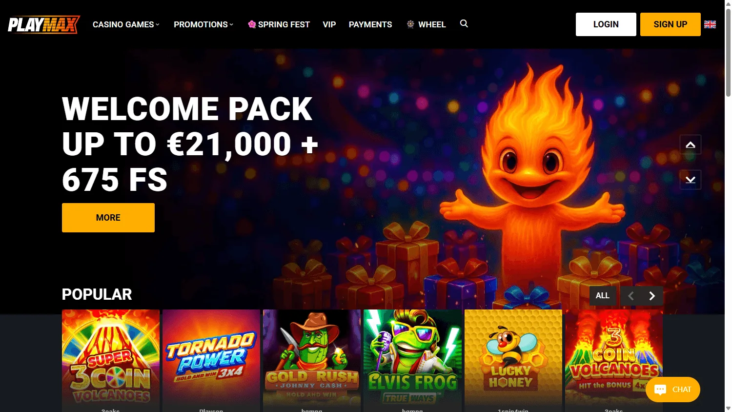 Playmax Casino home on desktop