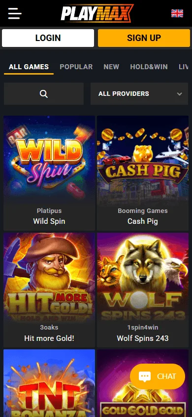 Playmax Casino mobile casino lobby